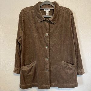 VTG Main Street Blues Tan Chunky Corduroy Shacket Neutral Large 100% Cotton